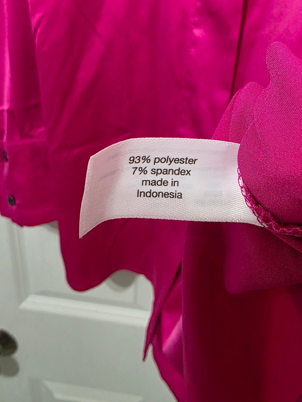 Lane Bryant Hot Pink Satin Button-Front Boyfriend Shirt NWT - Picture 6 of 7